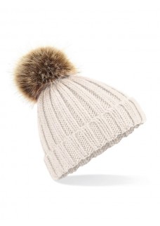 JUNIOR FUR POM POM CHUNKY BEANIE B412B
