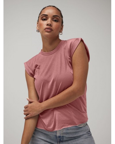 WOMENS FLOWY MUSCLE TEE WITH ROLLED CUFF BE8804