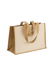 SHOPPER IN COTONE 280 G/M2 CON SOFFIETTO, RETRO, MANICI E ORLO IN JUTA, MANICI LUNGHI 2212522