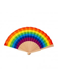 VENTAGLIO ARCOBALENO IN POLIESTERE CON MANICO IN LEGNO 23459