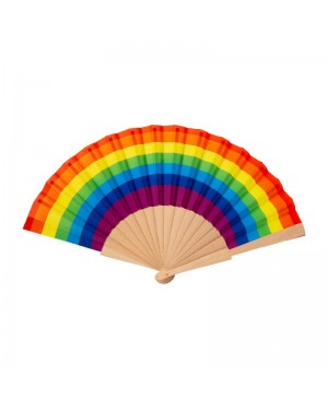 VENTAGLIO ARCOBALENO IN POLIESTERE CON MANICO IN LEGNO 23459