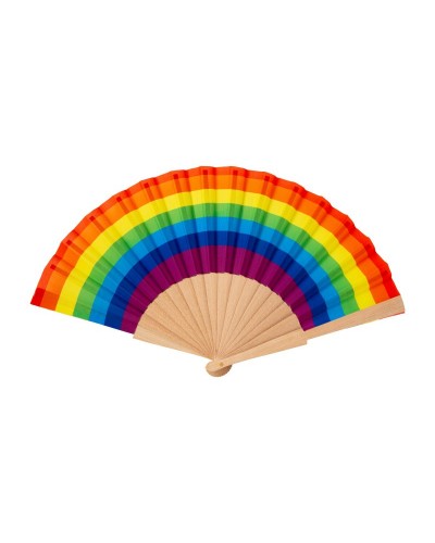 VENTAGLIO ARCOBALENO IN POLIESTERE CON MANICO IN LEGNO 23459