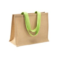 BORSA IN JUTA, MANICI LUNGHI COLORATI E SOFFIETTO 24104