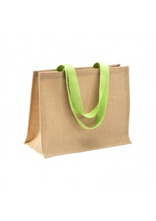 BORSA IN JUTA, MANICI LUNGHI COLORATI E SOFFIETTO 24104