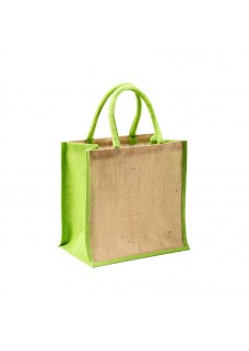 MINI BORSA IN JUTA CON MANICI E INSERTI COLORATI 24106