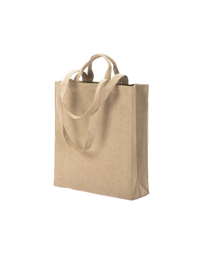 SHOPPER CON SOFFIETTO IN COTONE RICICLATO  280 G/M2, CON DOPPI MANICI. 24151