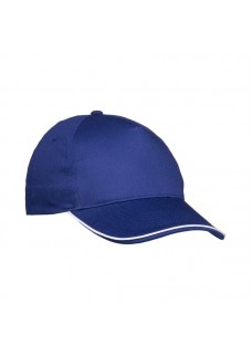 CAPPELLINO IN COTONE 5 PANNELLI, VISIERA SANDWICH IN CONTRASTO CON CHIUSURA CON VELCRO 24302