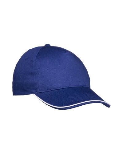 CAPPELLINO IN COTONE 5 PANNELLI, VISIERA SANDWICH IN CONTRASTO CON CHIUSURA CON VELCRO 24302