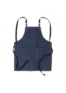 GREMBIULE DA CUCINA REGOLABILE  IN COTONE DENIM CON 2 TASCHE FRONTALI. 24403