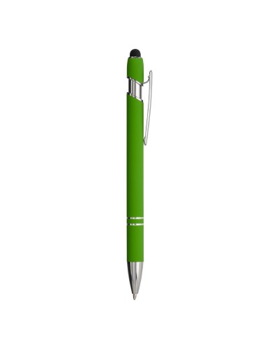 PENNA A SCATTO IN ALLUMINIO GOMMATO CON GOMMINO PER TOUCH SCREEN E CLIP IN METALLO 24803