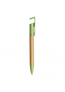 PENNA TWIST IN BAMBù E PAGLIA DI GRANO CON STAND PORTA CELLULARE 24807