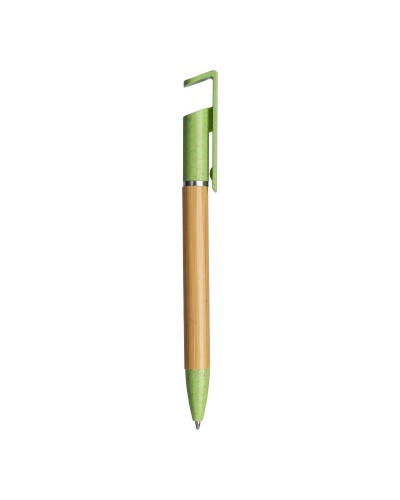 PENNA TWIST IN BAMBù E PAGLIA DI GRANO CON STAND PORTA CELLULARE 24807