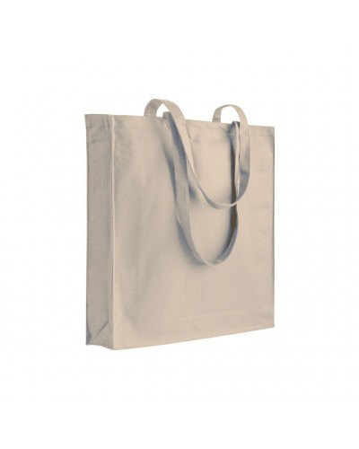 SHOPPER CON SOFFIETTO IN COTONE 250 G/M2, MANICI LUNGHI E CHIUSURA CON ZIP