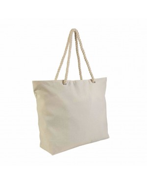 BORSA MARE IN COTONE 220 G/M2, CON ZIP, MANICI IN CORDA E SOFFIETTO 21126