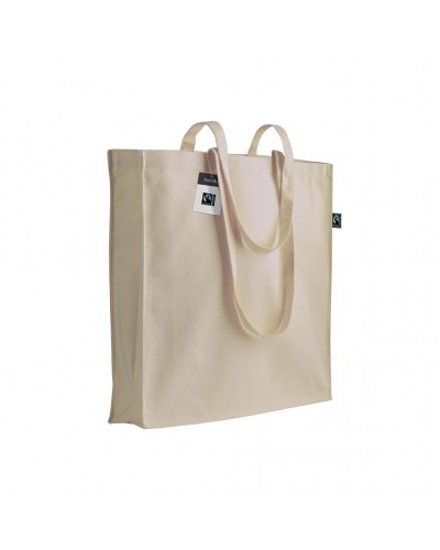 SHOPPER CERTIFICATA FAIRTRADE® IN COTONE 140G/M2, MANICI LUNGHI E SOFFIETTO 22102