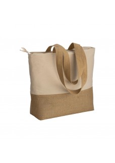 SHOPPER  IN COTONE 280 G/M2 CON SOFFIETTO, CON BASE IN JUTA, MANICI LUNGHI 22126
