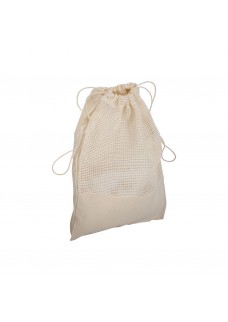 SACCHETTO IN COTONE NATURALE DA 135 G/M2 CON RETE E CHIUSURA A STROZZO, 25X20 CM 22133