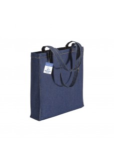 SHOPPER IN COTONE DENIM RICICLATO 180 GR/M2, MANICI LUNGHI E SOFFIETTO