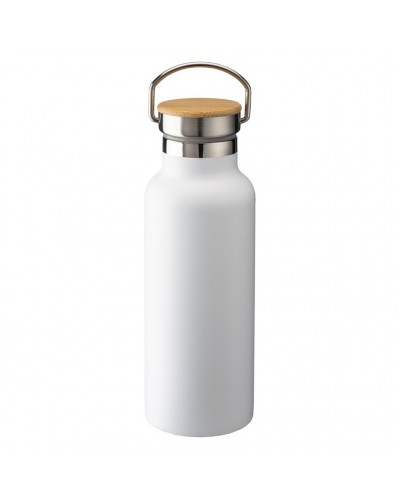 THERMOS IN ACCIAIO INOSSIDABILE  CON DOPPIA PARETE ISOLANTE CON TAPPO IN BAMBú 22421S