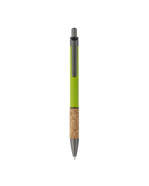 PENNA IN ALLUMINIO CON IMPUGNATURA IN SUGHERO, CLIP, TOP E PUNTA BRUNITI 22801