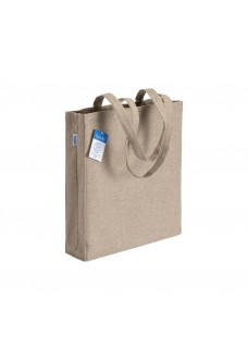SHOPPER CARBON NEUTRAL IN COTONE RICICLATO 280 G/M2, MANICI LUNGHI E SOFFIETTO