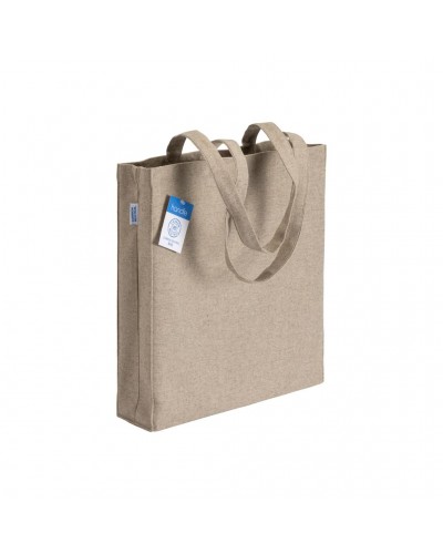 SHOPPER CARBON NEUTRAL IN COTONE RICICLATO 280 G/M2, MANICI LUNGHI E SOFFIETTO