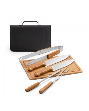 FLARE. SET PER IL BARBECUE 5 UTENSILI IN LEGNO E ACCIAIO INOX 54142