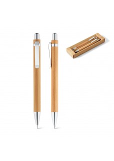 GREENY. SET CON PENNA A SFERA E MATITA PORTAMINE IN BAMBU 81162