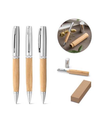 FUJI. PENNA A SFERA IN METALLO E BAMBU CON CUSTODIA IN ABS 91775