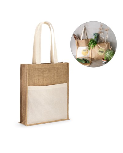BRAGA. BORSA IN JUTA (240 G/M?) CON TASCA IN 100% COTONE (140 GM?) 92823