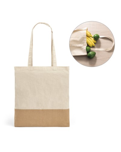 MERCAT. BORSA IN COTONE 100% (160 G/M?) CON DETTAGLIO IN IMITAZIONE IUTA 92882