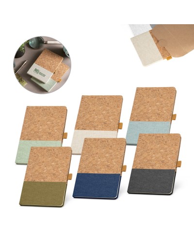 KLEE. BLOCK NOTES A5 IN SUGHERO E LINO CON PAGINE A RIGHE 93277