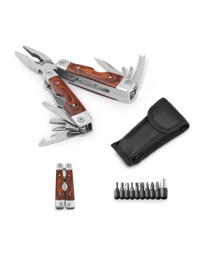 MAGNUM. PINZIA PIEGHEVOLE CON STRUMENTI MULTIFUNZIONE IN ACCIAIO INOX E LEGNO 94022
