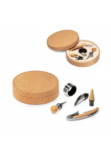 MORETO. SET VINO IN LEGNO E METALLO IN SCATOLA DI SUGHERO 94119
