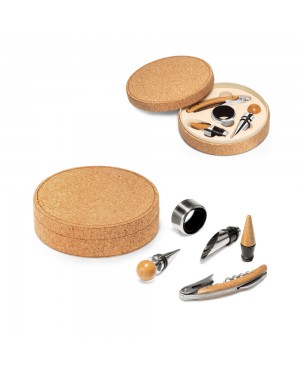 MORETO. SET VINO IN LEGNO E METALLO IN SCATOLA DI SUGHERO 94119