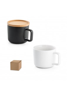 FANGIO. TAZZA IN CERAMICA DA 230 ML CON TAPPO E BASE IN BAMBU 94251