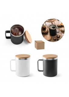 LAUDA. TAZZA IN ACCIAIO INOSSIDABILE RICICLATO AL 90% CON COPERCHIO IN BAMBU 420 ML 94276