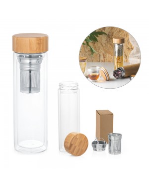 MAKAROVA. BORRACCIA IN VETRO BOROSILICATO CON INFUSORE DA 490 ML 94765