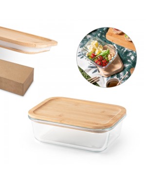 PORTOBELLO. PORTA PRANZO. CONTENITORE ERMETICO IN VETRO BOROSILICATO E COPERCHIO IN BAMBU 1000 ML 94781