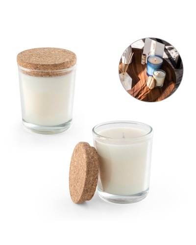 ZEN 80. CANDELA AROMATICA IN UNA COPPA DI VETRO CON COPERCHIO IN SUGHERO 80 G 95077