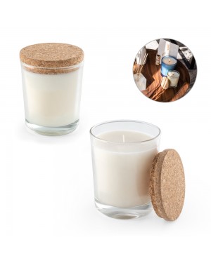 ZEN 180. CANDELA AROMATICA IN UNA COPPA DI VETRO CON COPERCHIO IN SUGHERO 180 G 95078