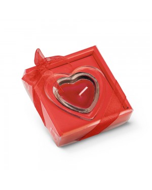 SWEET. CANDELA A FORMA DI CUORE E BASE IN VETRO 95817