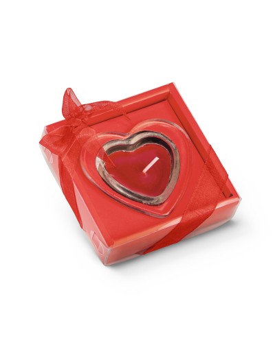 SWEET. CANDELA A FORMA DI CUORE E BASE IN VETRO 95817