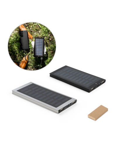 CLERK. POWER BANK DA 8'000 MAH CON PANNELLO SOLARE IN ALLUMINIO 100% RICICLATO 97137