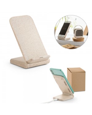 ENGLERT. SUPPORTO PER CELLULARE IN FIBRA DI PAGLIA E ABS, CON CARICATORE WIRELESS 97932