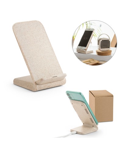 ENGLERT. SUPPORTO PER CELLULARE IN FIBRA DI PAGLIA E ABS, CON CARICATORE WIRELESS 97932