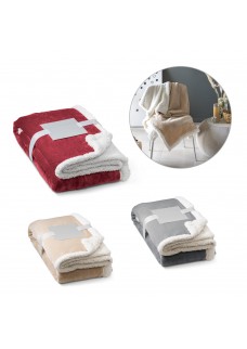 HEIDEN. COPERTA REVERSIBILE IN PILE CONFEZIONATA CON NASTRO IN RASO E CARTONCINO PERSONALIZZABILE 99078