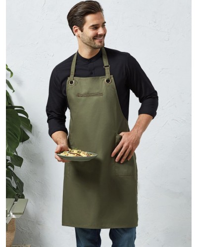 ‘BARLEY’ CONTRAST STITCH SUSTAINABLE BIB APRON PR121