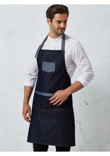 DOMAIN CONTRAST DENIM BIB APRON PR127