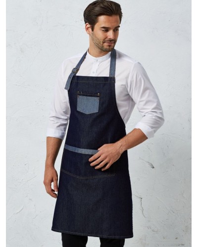 DOMAIN CONTRAST DENIM BIB APRON PR127